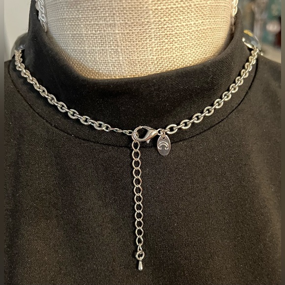 Vintage Black Faceted Glass Cabochon Drop Style Charming Charlie Necklace - Picture 6 of 7